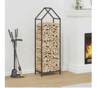 vidaXL Support à bûches de cheminée Portant de bois 40x25x120 cm Noir – Stockage intérieur