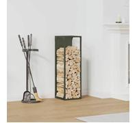 vidaXL Portant de Bois Chauffage Vert Olive 25x25x80 cm, Support à bûches de cheminée, Support à bûches, Support à bûches