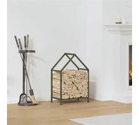 Portant de bois chauffage vert olive 40x25x60 cm, support à bûches de cheminée, support à bûches, support à bûches 864294