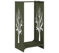 vidaXL Portant de Bois Chauffage Vert Olive 40x30x80 cm, Support à bûches de cheminée, Support à bûches, Support à bûches