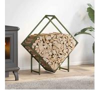 vidaXL Portant de bois – Support à bûches de cheminée 80x25x80 cm Vert olive 864286