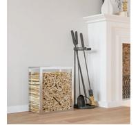 vidaXL Portant de Bois de Chauffage, Support à Bois, Porte-bûches avec Rangement, Étagère à Bois de Chauffage, 80x28x86 cm Acier Inoxydable