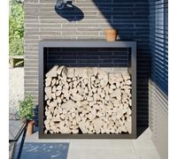 Portant de bois de chauffage anthracite 100x40x100 cm acier, magasin de bûches, porte-bûches de cheminée, support de bûches, stockage de bûches