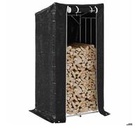 vidaXL Portant de bois 4104950 – Porte-bûches avec housse de pluie acier galvanisé Argent G