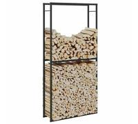 vidaXL Portant de Bois de Chauffage Noir 100x30x209 cm Acier, Porte-bûches, étagère à Bois, Support de Stockage de Bois de Chauffage