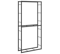 vidaXL Portant de Bois de Chauffage Noir 100x30x209 cm Acier, Porte-bûches, étagère à Bois, Support de Stockage de Bois de Chauffage
