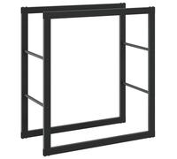 vidaXL Portant de bois de chauffage noir 55x30x61 cm acier, porte-bûches, étagère à bois, support de stockage de bois de chauffage