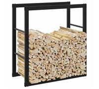 vidaXL Portant de bois de chauffage noir 55x30x61 cm acier, porte-bûches, étagère à bois, support de stockage de bois de 4018464