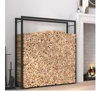 vidaXL Portant de bois de chauffage Noir mat 110x28x116 cm Acier 350310