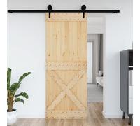 vidaXL Porte, Porte Coulissante Suspendue, Porte de Grange Chambre à Coucher Cuisine Garage Entrée Maison Intérieur, Bois Massif de Pin