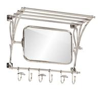 vidaXL Porte-bagages avec cintres et miroir mural aluminium