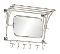 vidaXL Porte-Bagages avec cintres et Miroir Mural Aluminium, Porte-Bagages pour Chambre à Coucher, Porte-Manteau Mural, Porte-Manteau avec étagère