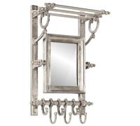vidaXL Porte-Bagages avec cintres Mural Aluminium, Porte-Bagages pour Chambre à Coucher, Porte-Manteau Mural, Porte-Manteau avec étagère