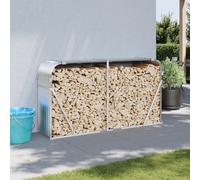 vidaXL Porte-bûches, Support à Bois de Chauffage avec Rangement, Étagère à Bois de Chauffage Extérieur, Argenté 180x45x100 364594