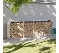 vidaXL Porte-bûches argenté 300x45x100 cm acier galvanisé