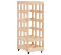 vidaXL Porte-bûches avec roulettes, Étagère à Bois de Chauffage avec Rangement, Support de Bois de Cheminée, Magasin à Bûches, Bois Massif de Pin