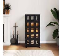 vidaXL Porte-bûches avec roulettes noir 40x49x110 cm bois massif pin