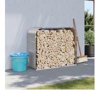 vidaXL Porte-bûches 364553 – Support et étagère à bois de chauffage avec rangement, gris clair