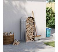 vidaXL Porte-bûches, Support à Bois de Chauffage avec Rangement, Étagère à Bois de Chauffage Extérieur, Argenté 40x45x100 cm 364587