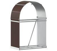 vidaXL Porte-bûches, Support à Bois de Chauffage avec Rangement, Étagère à Bois de Chauffage Extérieur, Marron 80x45x120 cm Acier Galvanisé