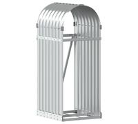 vidaXL Porte-bûches, Support à Bois de Chauffage avec Rangement, Étagère à Bois de Chauffage Extérieur, Argenté 40x45x100 cm 364587