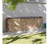 vidaXL Porte-bûches – Support à bois avec rangement – Acier galvanisé Marron 300×45×100 cm