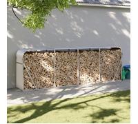 vidaXL Porte-bûches Support à bois de chauffage extérieur avec rangement Argenté 300x45x100