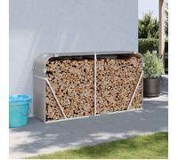 vidaXL Porte-bûches Support à bois de chauffage extérieur avec rangement Gris clair 364554