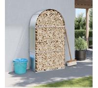 vidaXL Porte-bûches acier galvanisé 120x45x210 cm argenté