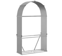 vidaXL Porte-bûches, Support à Bois de Chauffage avec Rangement, Étagère à Bois de Chauffage Extérieur, Gris Clair 120x45x210 cm Acier Galvanisé