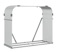 vidaXL Porte-bûches, Support à Bois de Chauffage avec Rangement, Étagère à Bois de Chauffage Extérieur, Argenté 120x45x100 364593