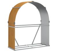 vidaXL Porte-bûches, Support à Bois de Chauffage avec Rangement, Étagère à Bois de Chauffage Extérieur, Aspect Bois 120x45x140 cm Acier Galvanisé