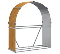 vidaXL Porte-bûches, Support à Bois de Chauffage avec Rangement, Étagère à Bois de Chauffage Extérieur, Aspect Bois 120x45x140 cm Acier Galvanisé