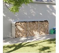 vidaXL Porte-bûches, Support à Bois de Chauffage avec Rangement, Étagère à Bois de Chauffage Extérieur, Argenté 234x45x100 364595