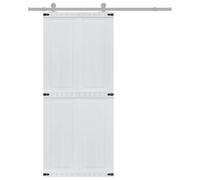 vidaXL Porte Corona Blanc 90 x 210 cm Bois d'ingénierie Porte coulissante élégante Cloison de séparation compacte Intérieur blanc durable Chambre à coucher Garage fonctionnel Design simple