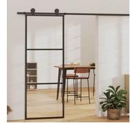 vidaXL Porte coulissante 3 panneaux Verre ESG et aluminium 76x205 cm Noir