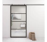Porte Coulissante Verre ESG et Aluminium 76x205 cm Blanc Intérieur vidaXL