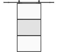 vidaXL Porte coulissante avec ferrure noire 102,5x205 cm verre trempé