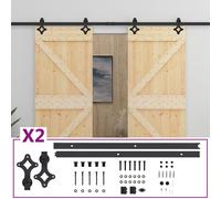 vidaXL Porte coulissante avec kit de quincaillerie 80x210cm Pin massif