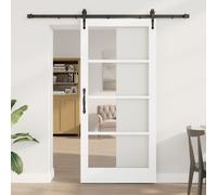 vidaXL Porte coulissante avec kit de quincaillerie blanche 93x202 cm en bois massif de pin, vidaXL Porte intérieure avec verre 'ORKDAL'blanche 93x202x4 cm