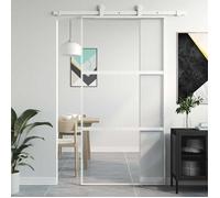 vidaXL Porte coulissante blanc 102,5x205 cm verre trempé aluminium