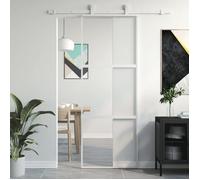 vidaXL Porte coulissante blanc 76x205 cm verre trempé aluminium