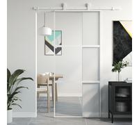 vidaXL Porte coulissante blanc 90x205 cm verre trempé aluminium