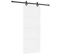 vidaXL Porte coulissante Blanc et noir 83 x 202 cm Bois de pin massif, Salon moderne, porte coulissante fonctionnelle, cloison intérieure minimaliste en pin massif pour des espaces stylés