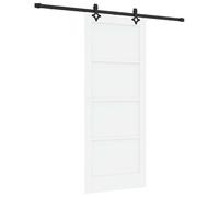 vidaXL Porte coulissante Blanc et noir 83 x 202 cm Bois de pin massif, Salon moderne, porte coulissante fonctionnelle, cloison intérieure minimaliste en pin massif pour des espaces stylés