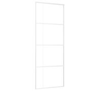 VidaXL Porte Coulissante de Grange Intérieure en Verre ESG Dépoli et Aluminium - Système Avec Butée - 76x205 cm Blanc