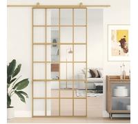 vidaXL Porte coulissante doré 102,5x205cm verre ESG clair et aluminium 155174