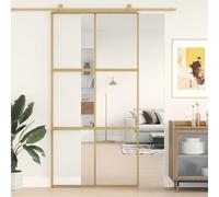 vidaXL Porte coulissante doré 102,5x205cm verre ESG clair et aluminium
