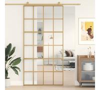 vidaXL Porte coulissante doré 102,5x205cm verre ESG clair et aluminium