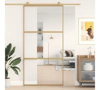 vidaXL Porte Coulissante, Porte Suspendue avec Butoir, Porte avec Panneaux Grange Cuisine Maison Intérieur, Doré Verre Clair et Aluminium